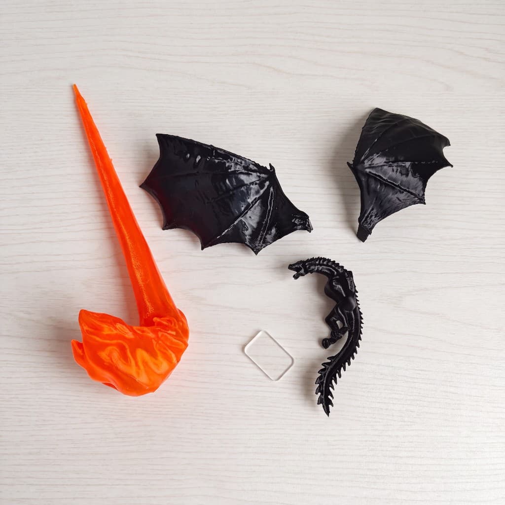 Dragon fire lamp parts: wings, body and flame